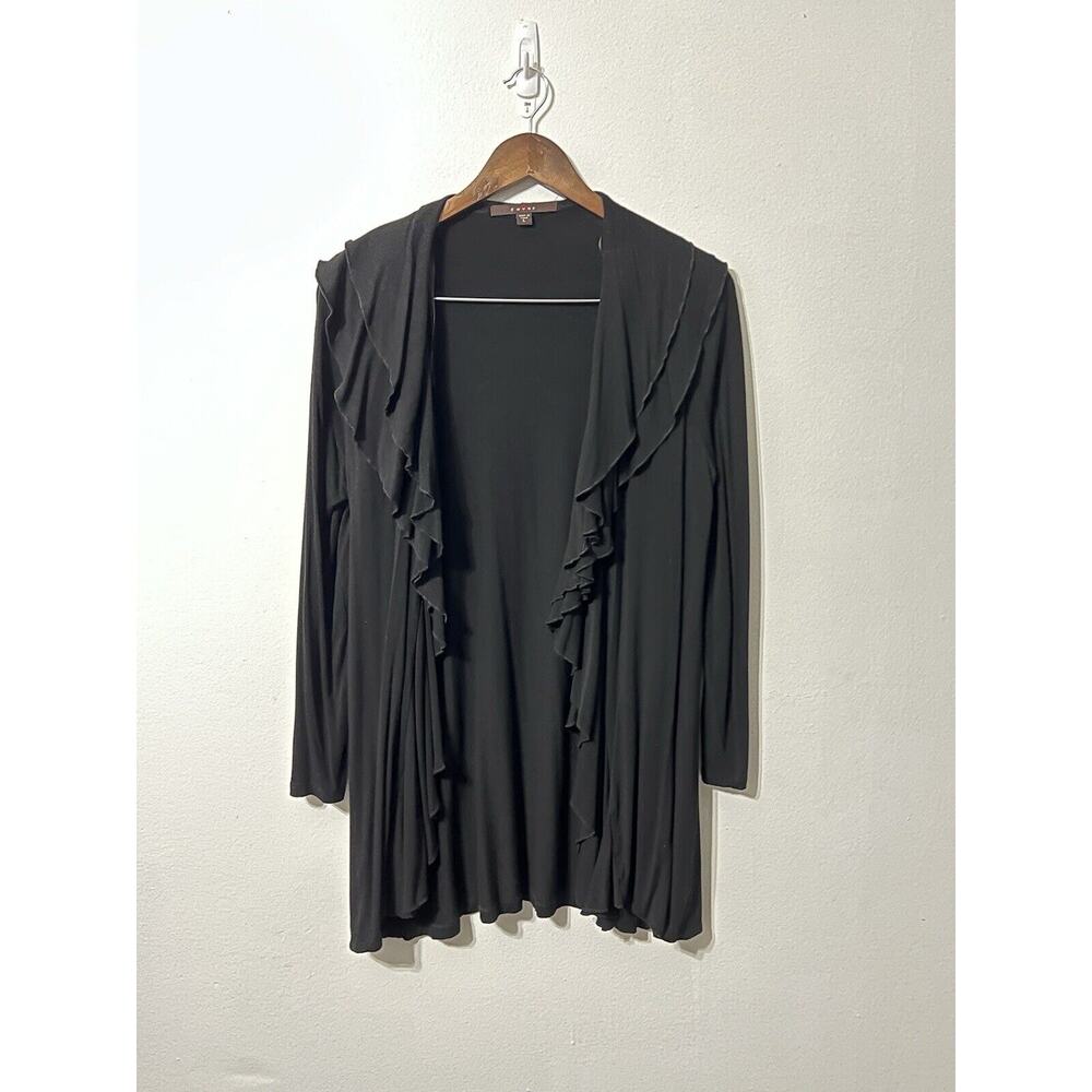 Y2K Black Goth Fairy Ruffle frilly Cardigan Large Whimsigoth Fairygrunge Soft - Picture 3 of 14